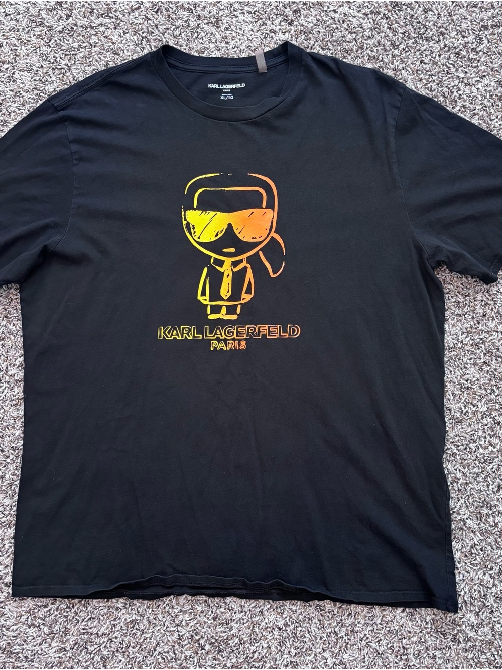 Karl Lagerfeld Black T-Shirt with Yellow-Orange Gradient Logo